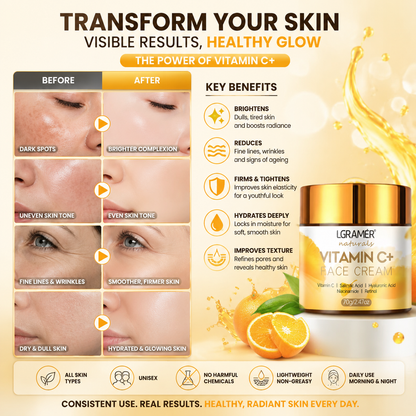 Vitamin C & Retinol Face Cream | Firming, Brightening & Anti-Ageing Moisturiser 70g