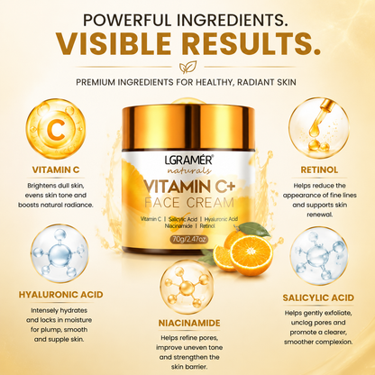 Vitamin C & Retinol Face Cream | Firming, Brightening & Anti-Ageing Moisturiser 70g