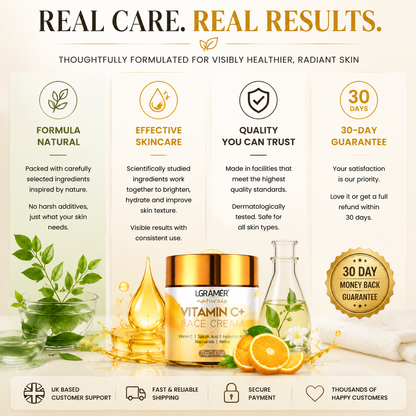 Vitamin C & Retinol Face Cream | Firming, Brightening & Anti-Ageing Moisturiser 70g